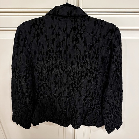 Eileen Fisher Women Black Chenille Water Lily Jacquard Texture Silk Blend Blazer - Picture 9 of 9